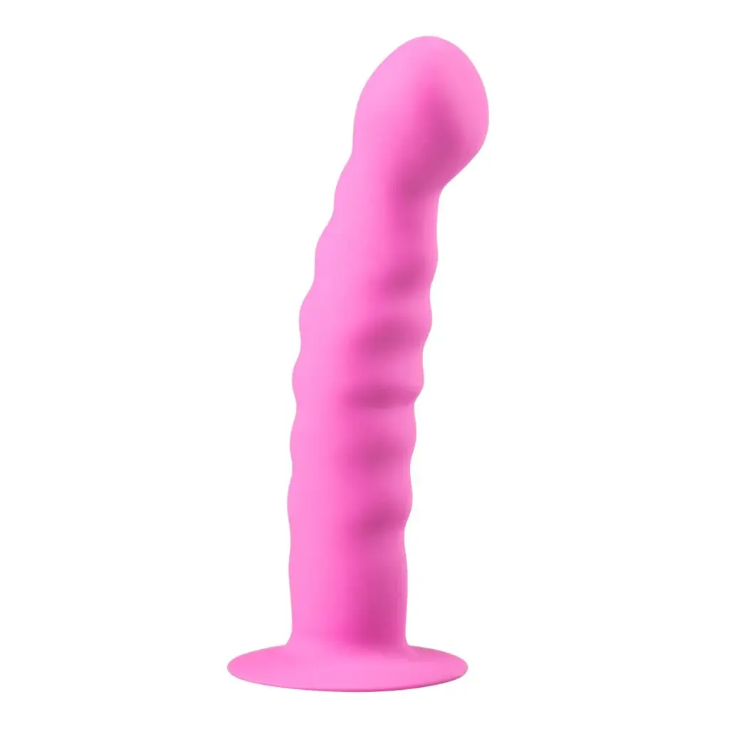 Easytoys Anal Collection - Ribbed Silicone Suction Cup Dildo Roze (1 stuk)