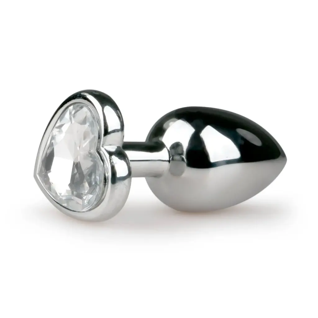 Easytoys Anal Collection - Metal Butt Plug with Pink Heart Stone Small Zilver (1 stuk)
