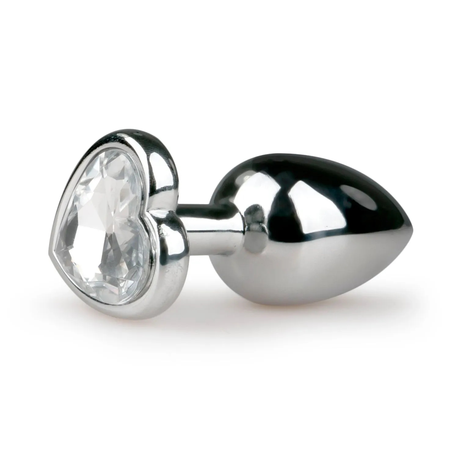 Easytoys Anal Collection - Metal Butt Plug with Pink Heart Stone Small Zilver (1 stuk)
