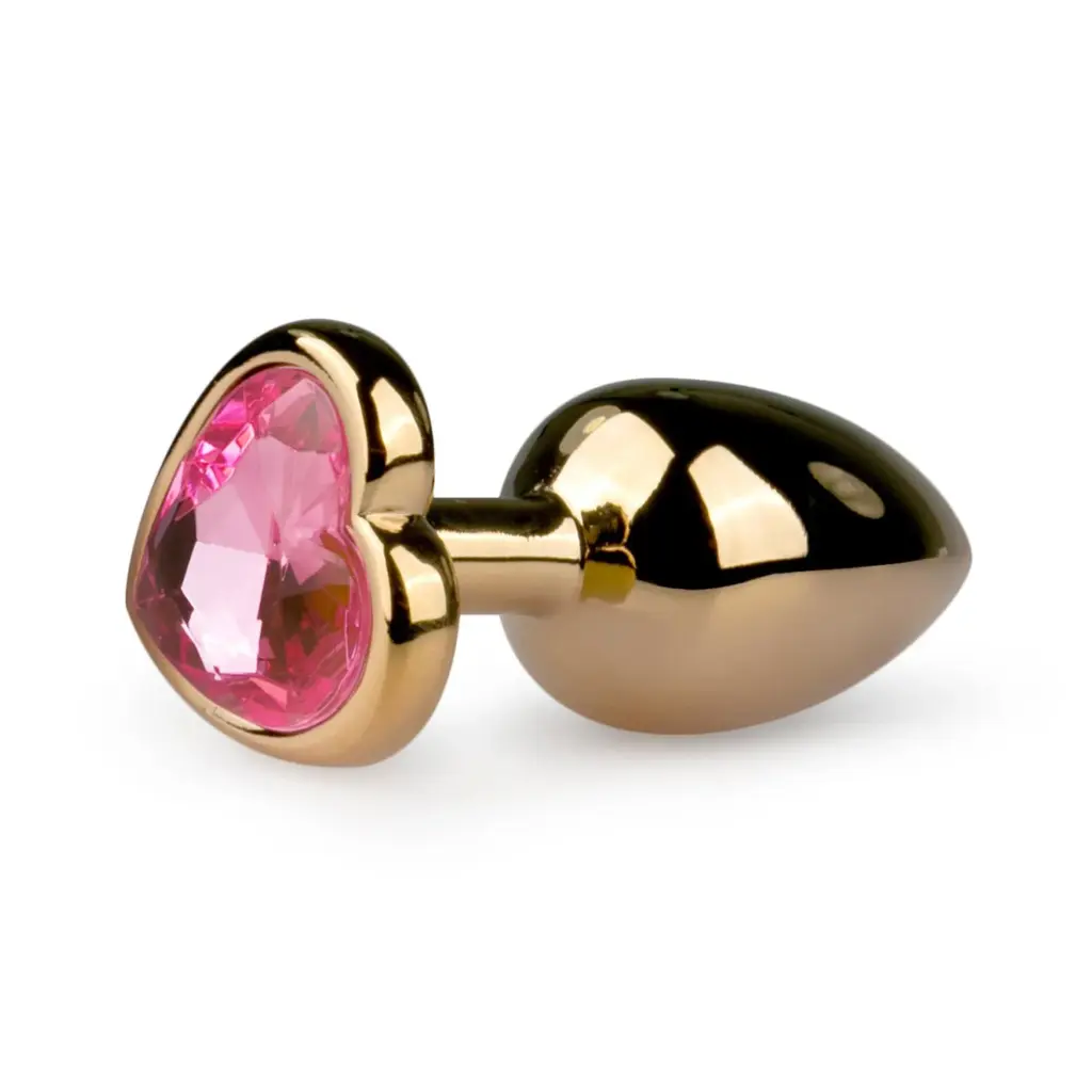 Easytoys Anal Collection - Metal Butt Plug with Pink Heart Stone Small Goud (1 stuk)