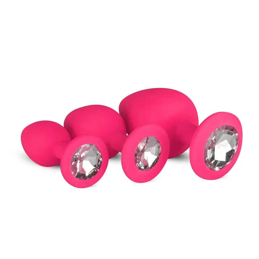 Easytoys Anal Collection - Silicone Buttplug Set with Diamond Roze (1 stuk)