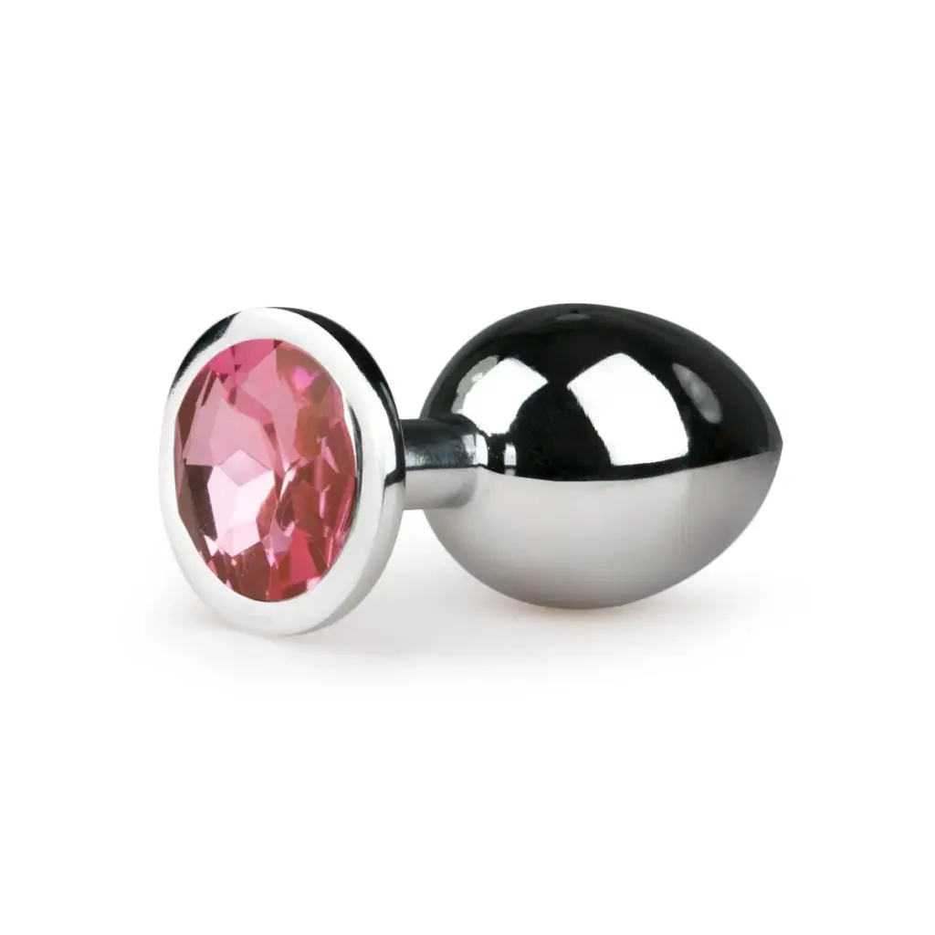 Easytoys Anal Collection - Metal Butt Plug with Pink Stone Medium Zilver (1 stuk)