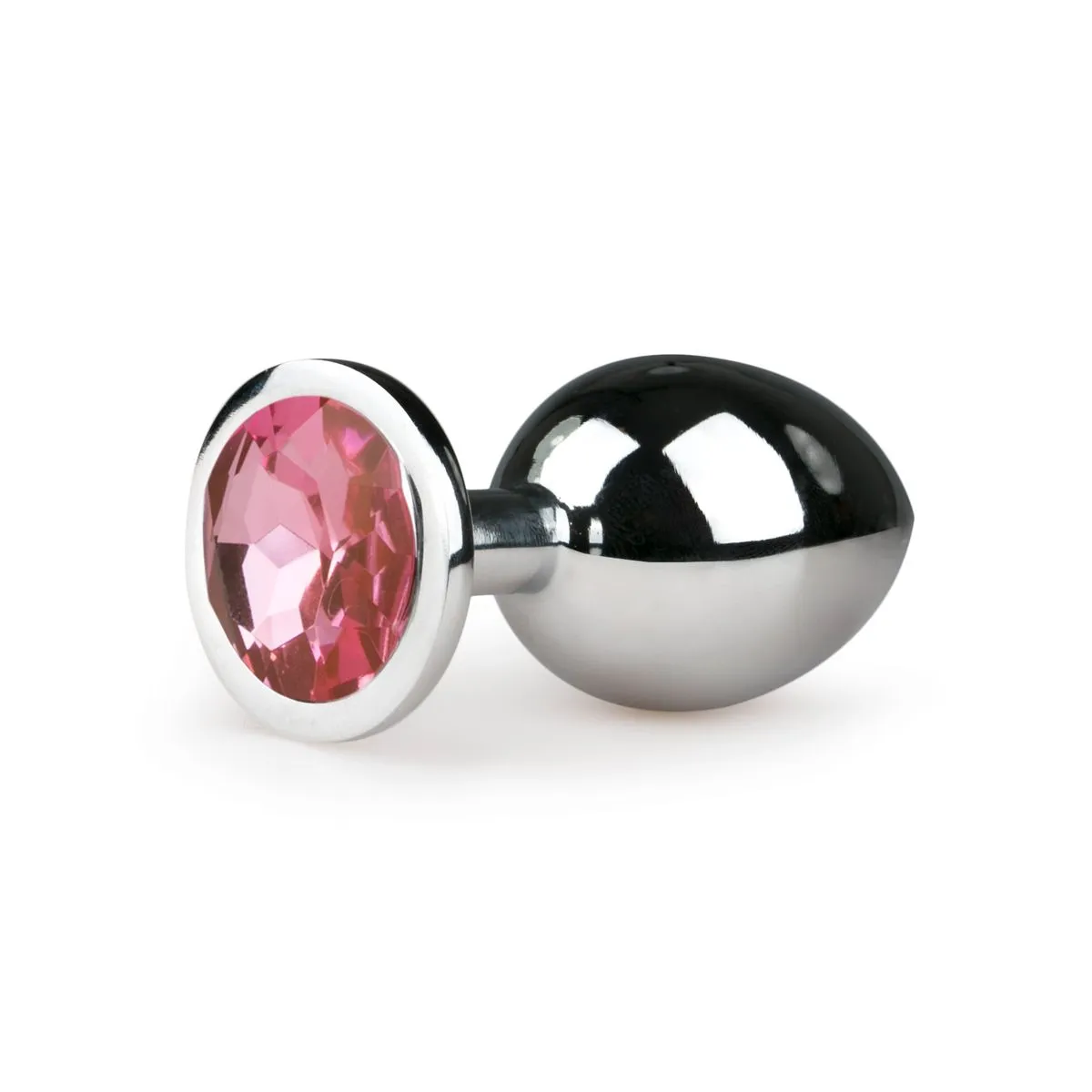 Easytoys Anal Collection - Metal Butt Plug with Pink Stone Medium Zilver (1 stuk)