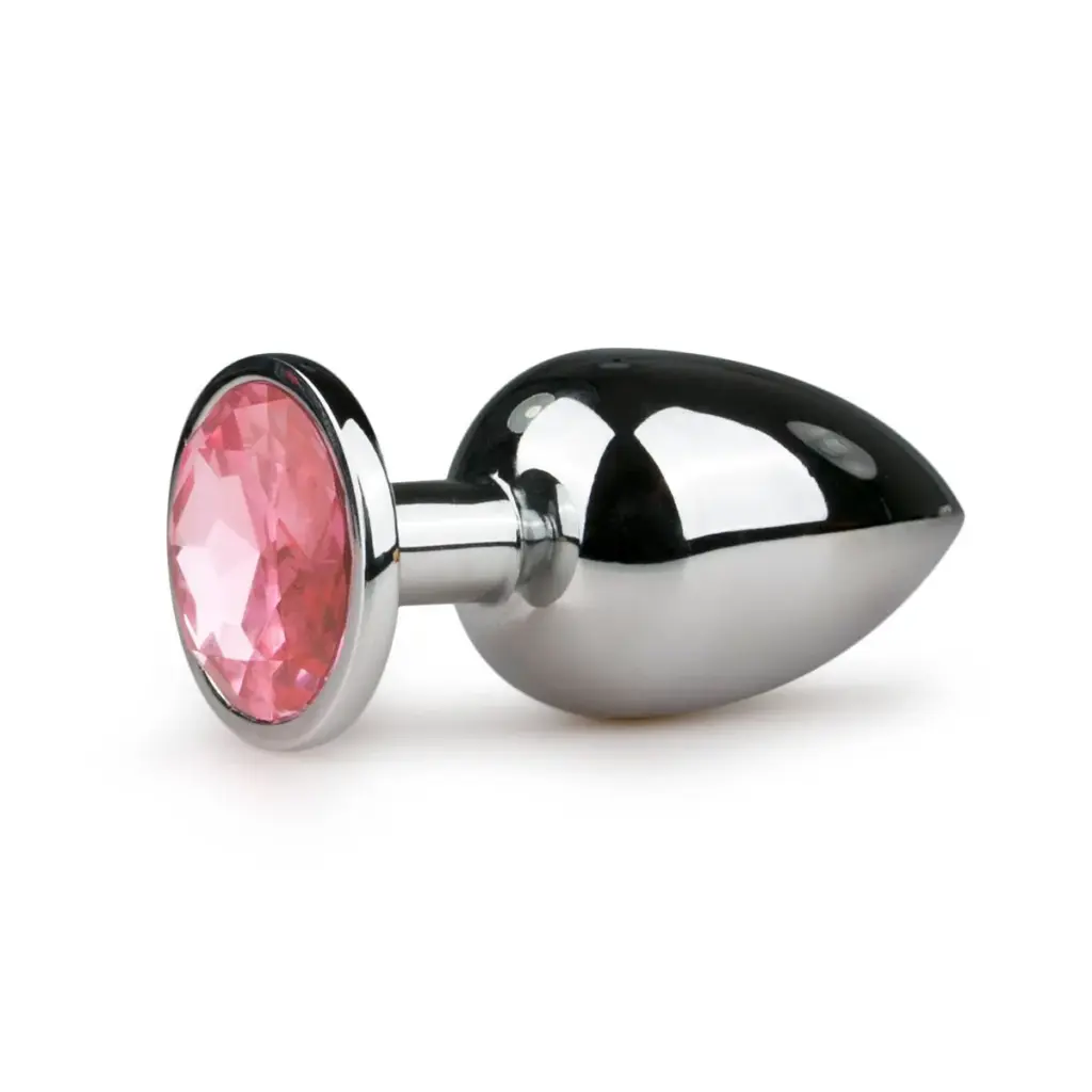Easytoys Anal Collection - Metal Butt Plug with Pink Stone Large Zilver (1 stuk)