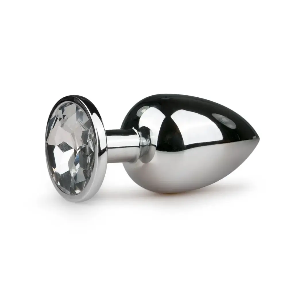 Easytoys Anal Collection - Metal Butt Plug with Pink Stone Large Zilver (1 stuk)