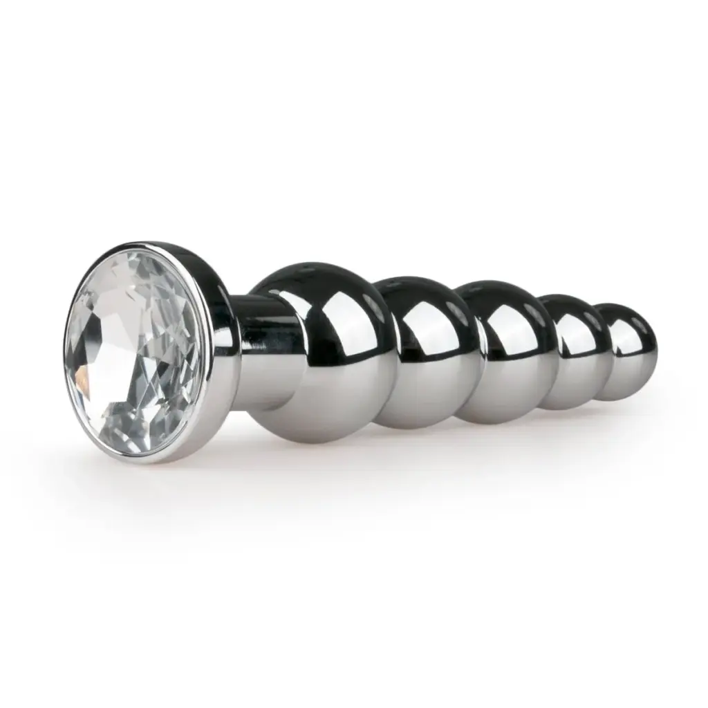 Easytoys Anal Collection - Metal Butt Plug with Clear Stone Large Zilver (1 stuk)