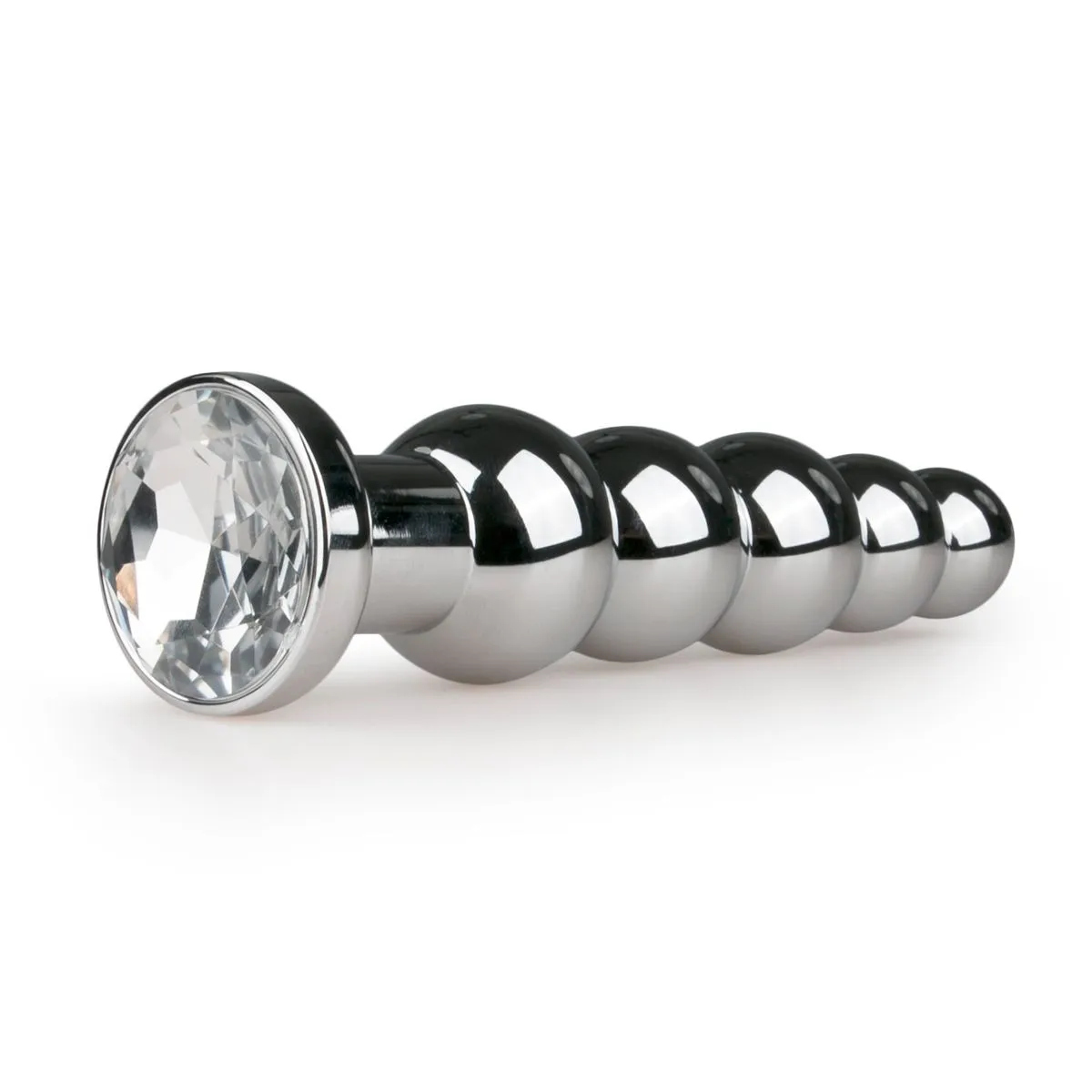Easytoys Anal Collection - Metal Butt Plug with Clear Stone Large Zilver (1 stuk)