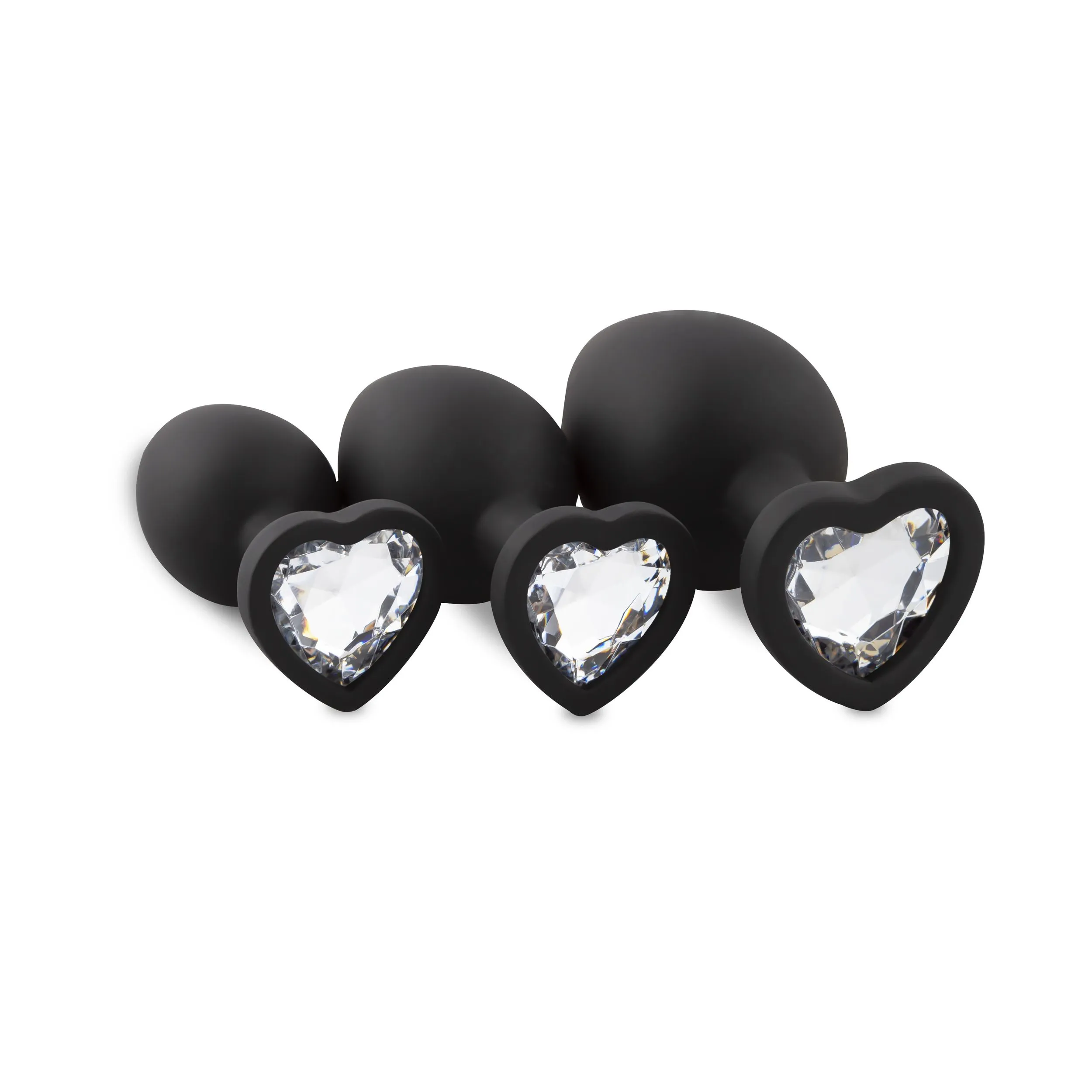 Easytoys Anal Collection - Silicone Buttplug Set with Heart Diamond Zwart (1 stuk)