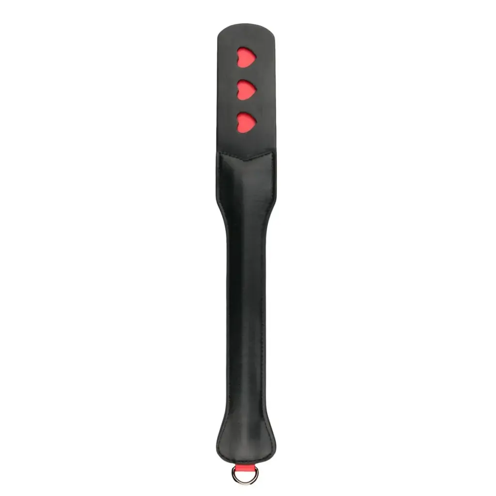 Easytoys Fetish Collection - Long Leather Paddle with Heart Zwart (1 stuk)