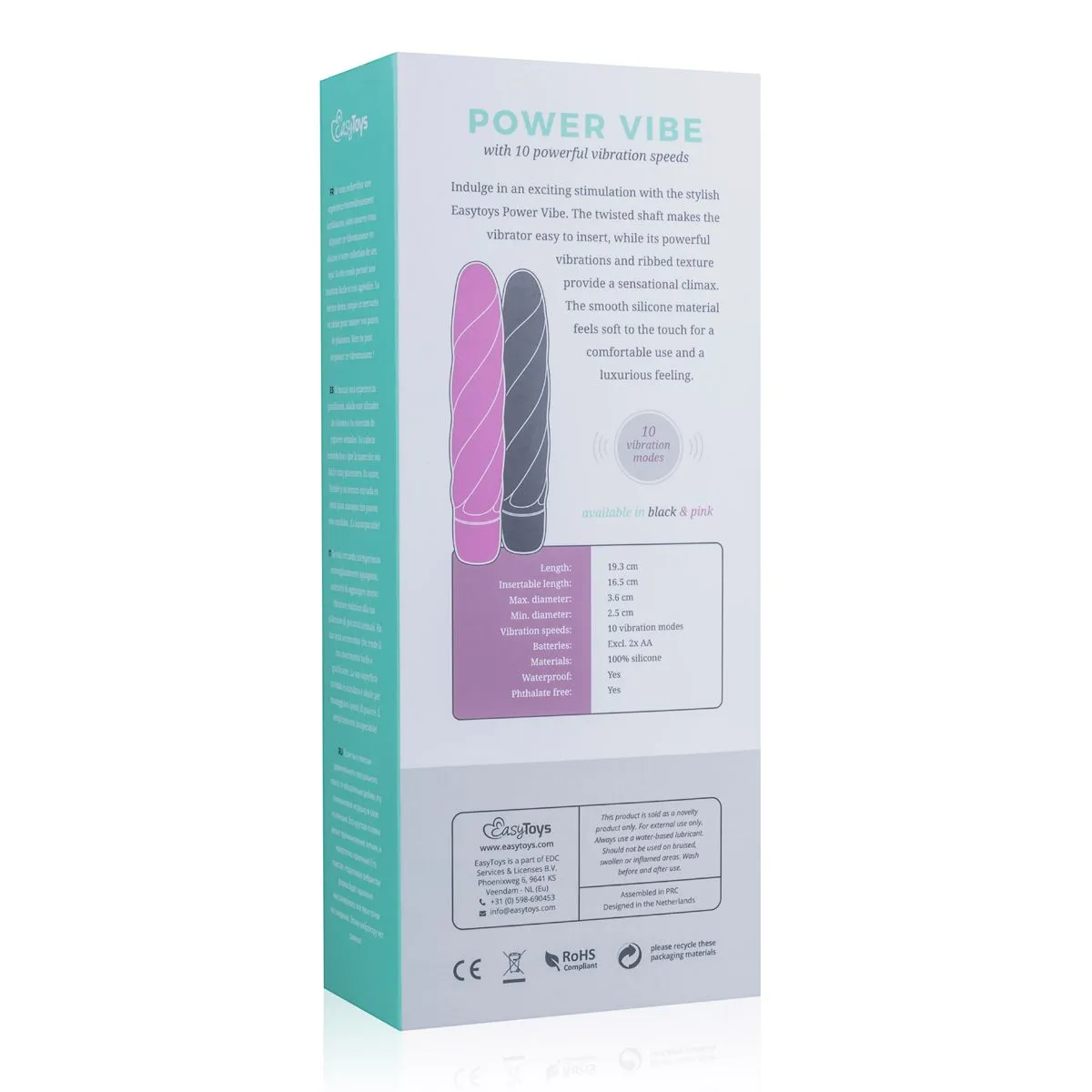 Easytoys Vibe Collection - Silicone Vibrator Zwart (1 stuk) - image 7