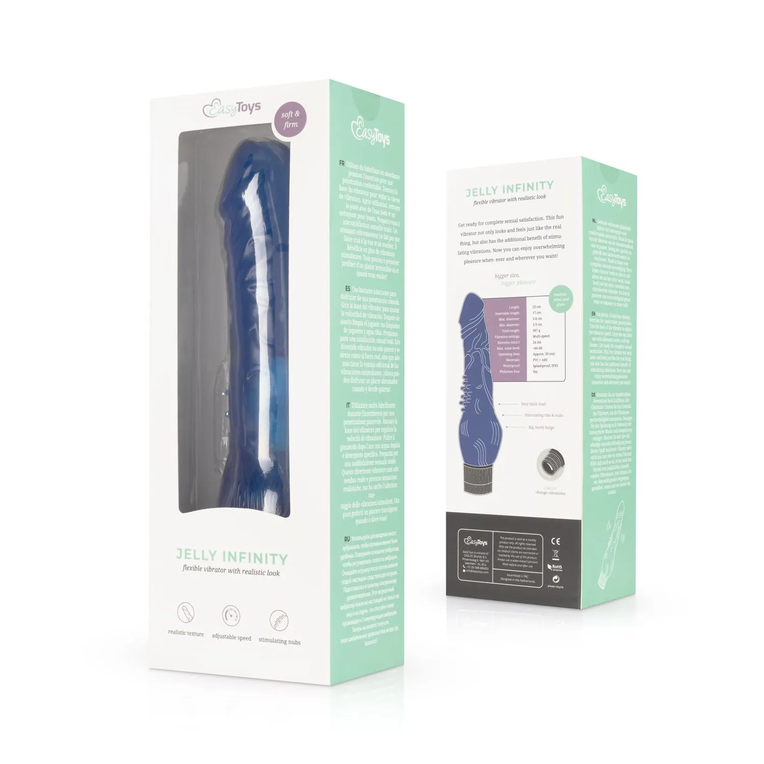 Easytoys Vibe Collection - Jelly Infinity Realistic Vibrator Blauw (1 stuk)