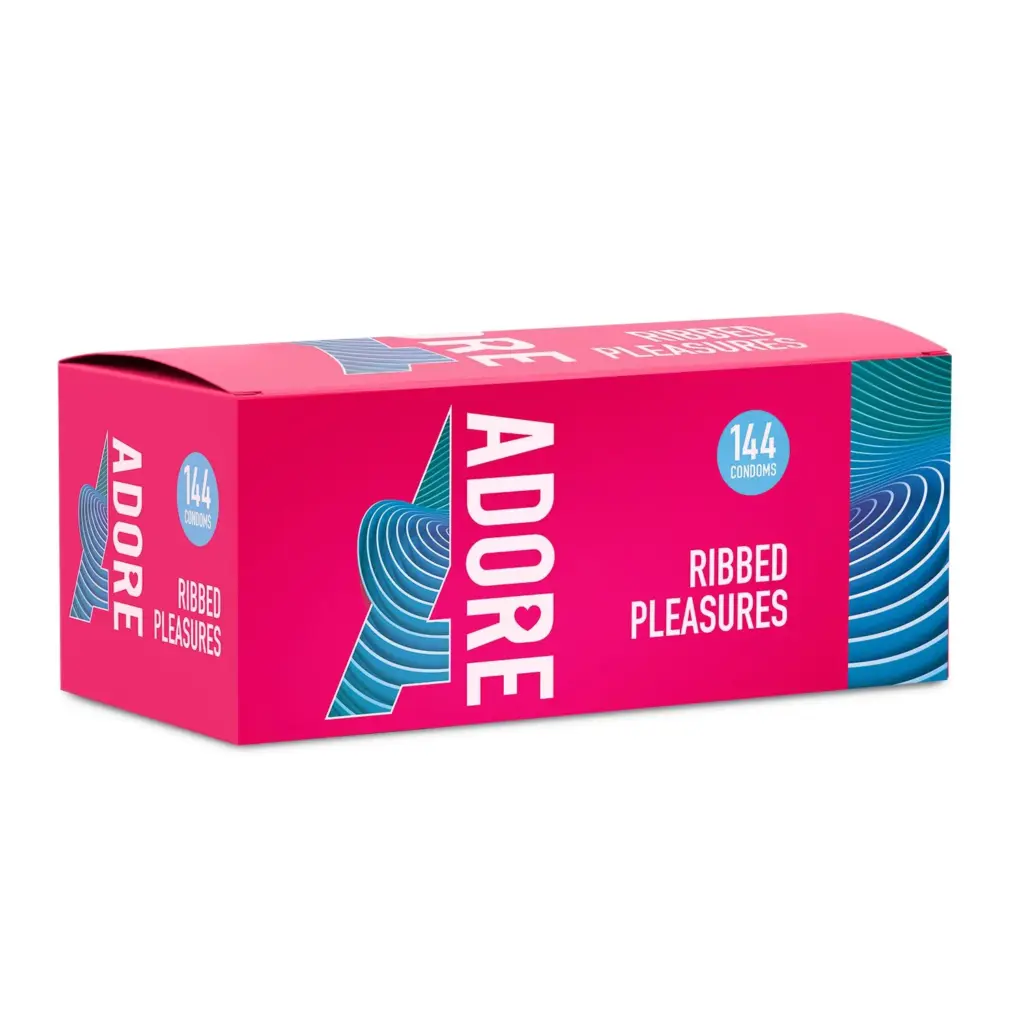 Pasante - Adore Ribbed Pleasure Condoms Rood (144 stuks)
