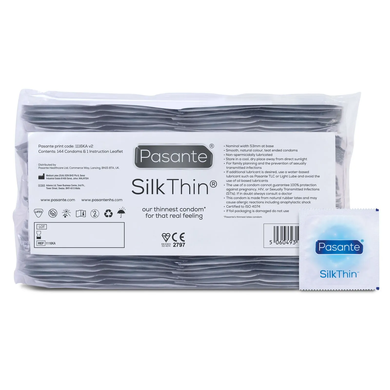 Pasante - Silk Thin Condoms Diverse kleuren (144 stuks)