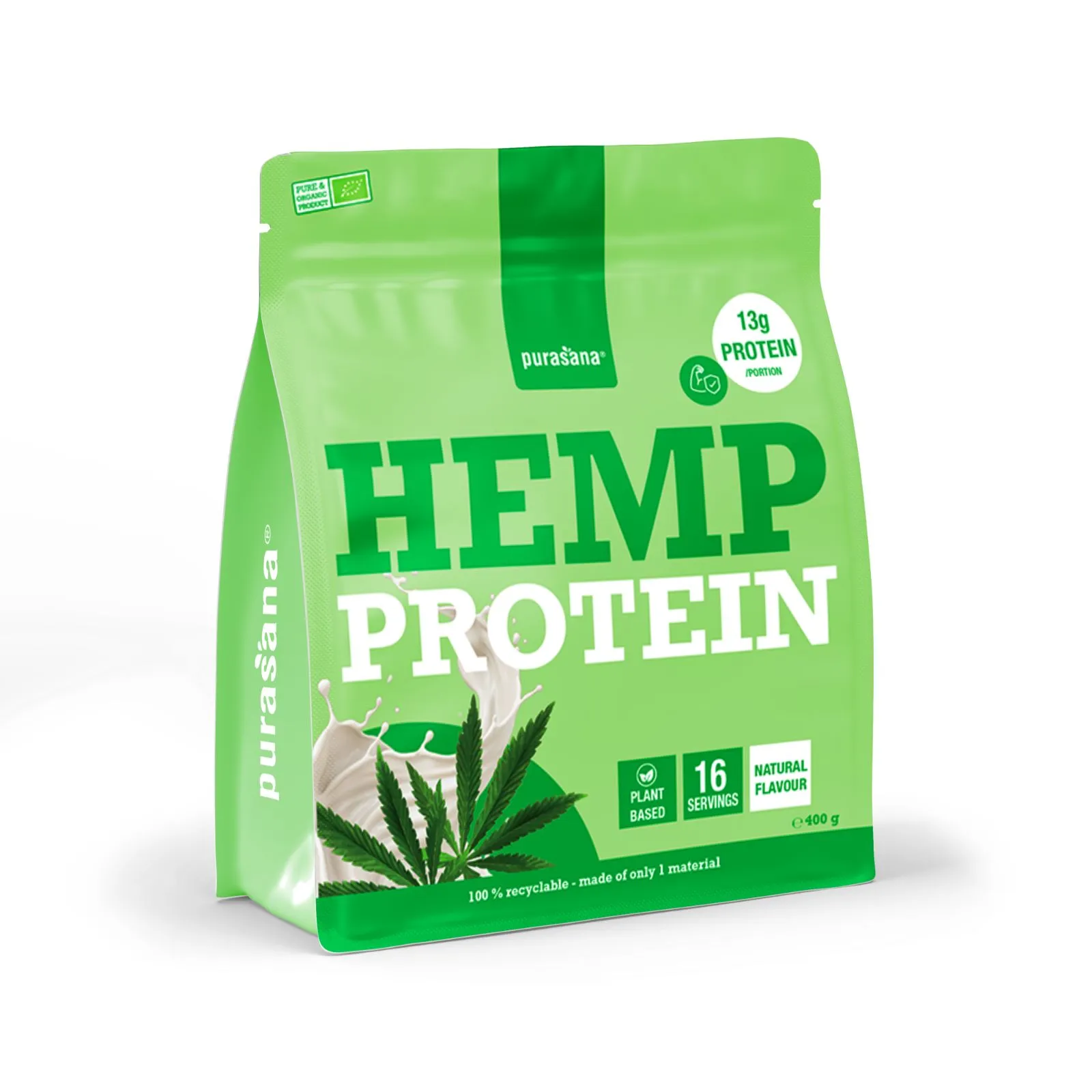 Purasana Plant Protein Hennep Natuurlijk Bio (400 gr) - image 2