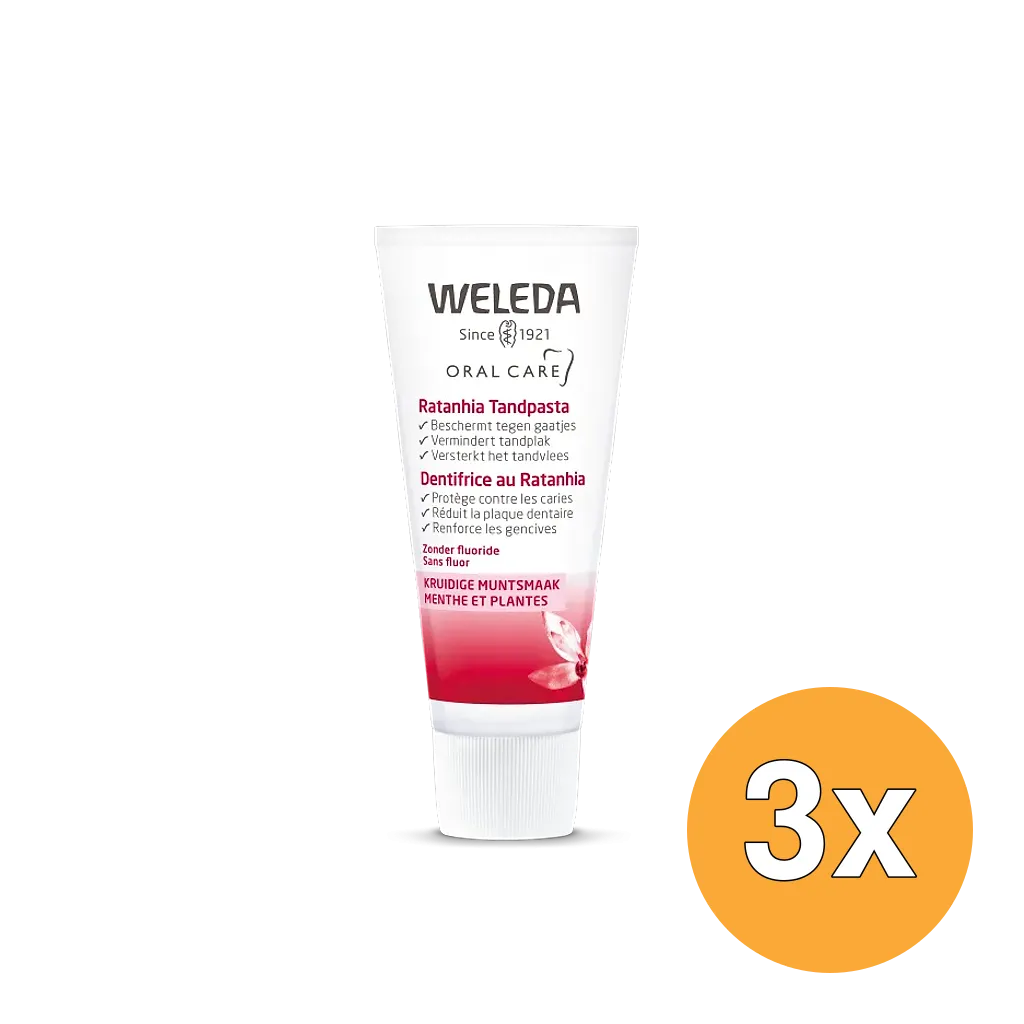 3x WELEDA Oral care ratanhia tandpasta (75 ml)