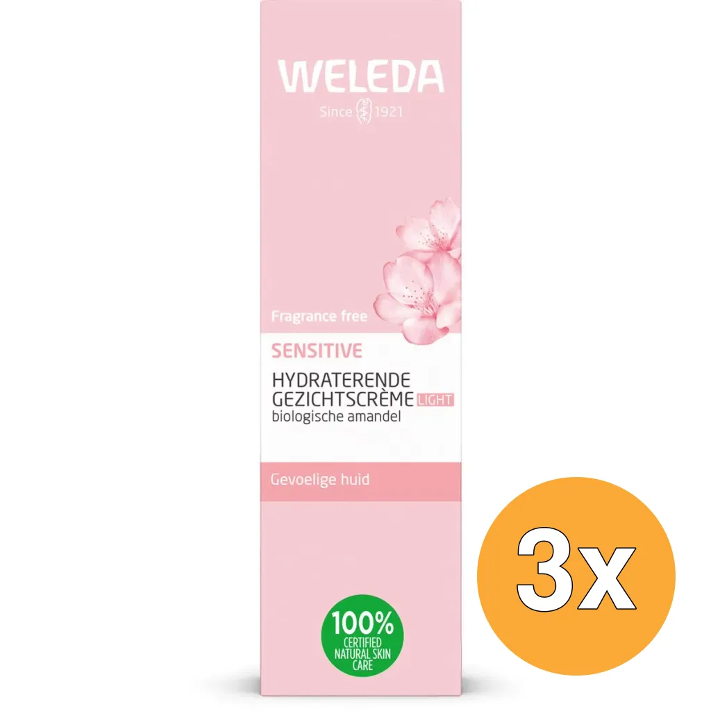 3x Weleda Sensitive Hydraterende Gezichtscreme Light (30 ml)