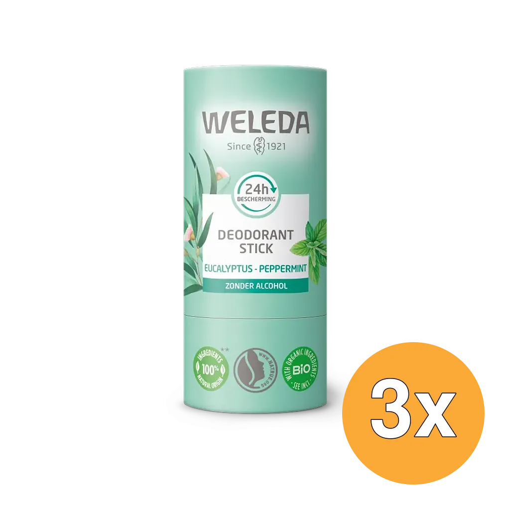3x WELEDA Eucalyptus + peppermint 24U deodorant stick (50 gr)