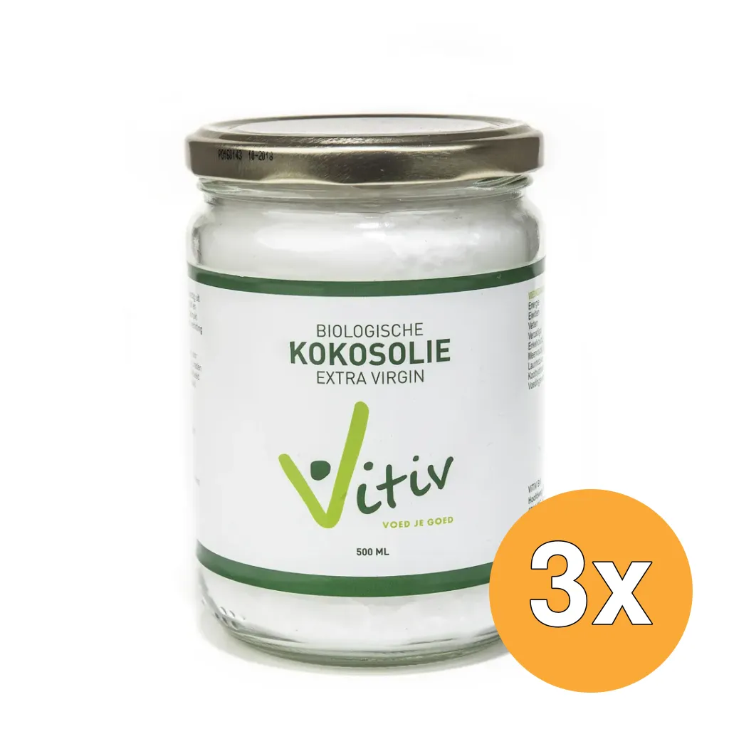 3x Vitiv Kokosolie Extra Virgin Bio (500 ml)