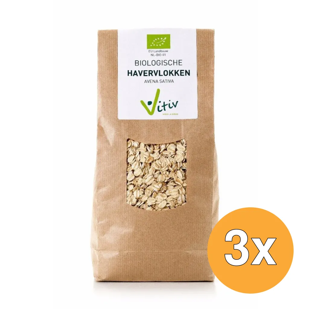 3x Vitiv Havervlokken Bio (1000 gr)