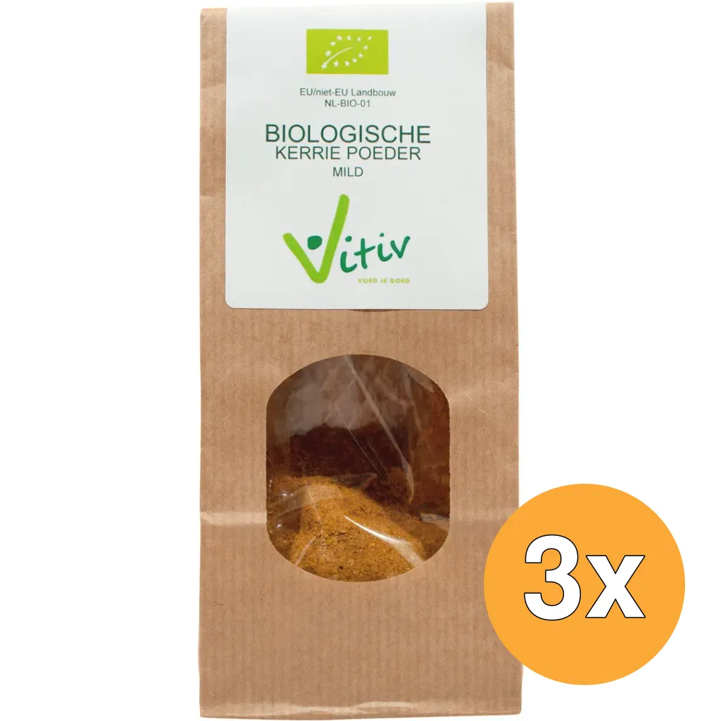3x Vitiv Kerrie Poeder Mild Bio (50 gr)