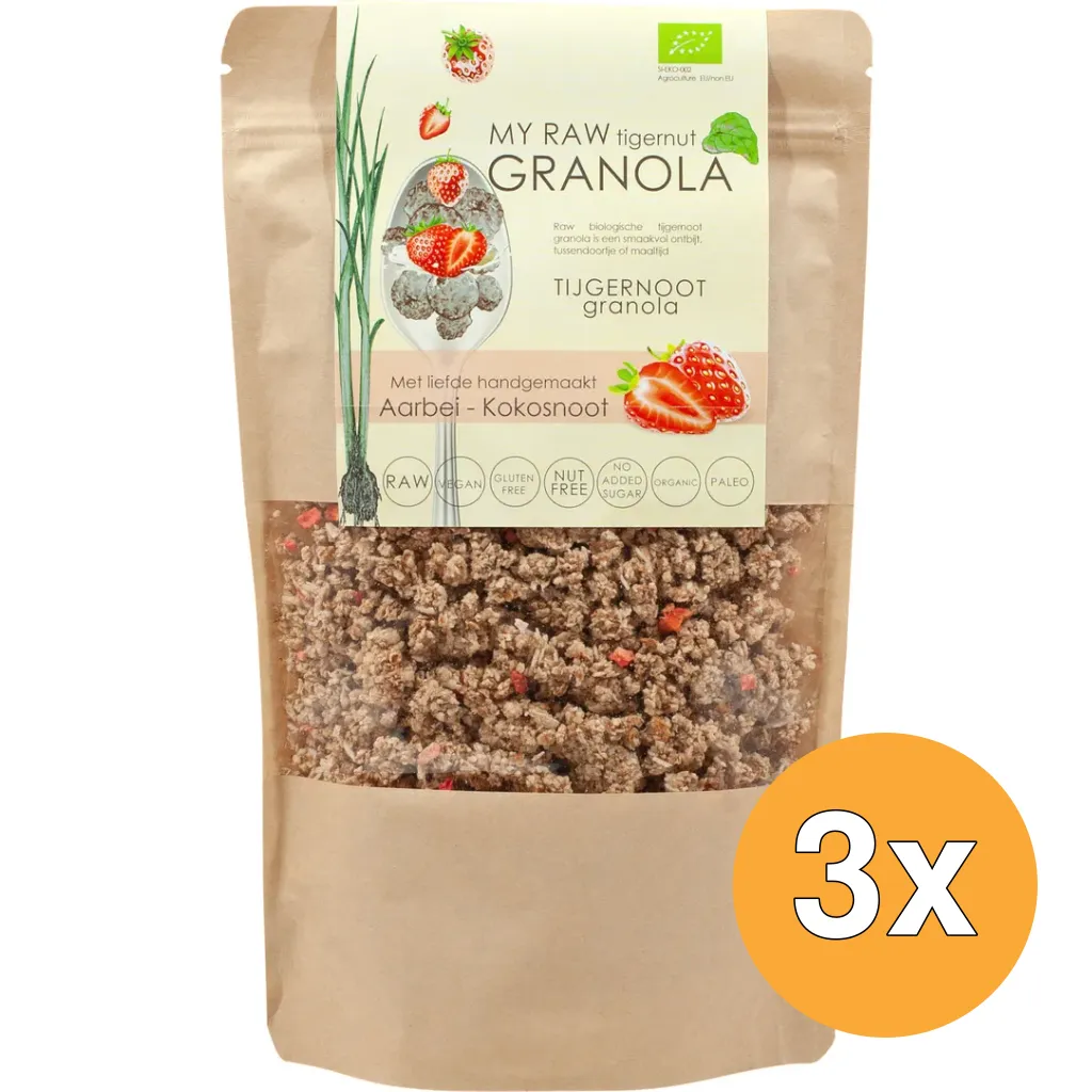 3x Vitiv Tijgernootgranola Aardbei/Kokosnoot Bio (230 gr)