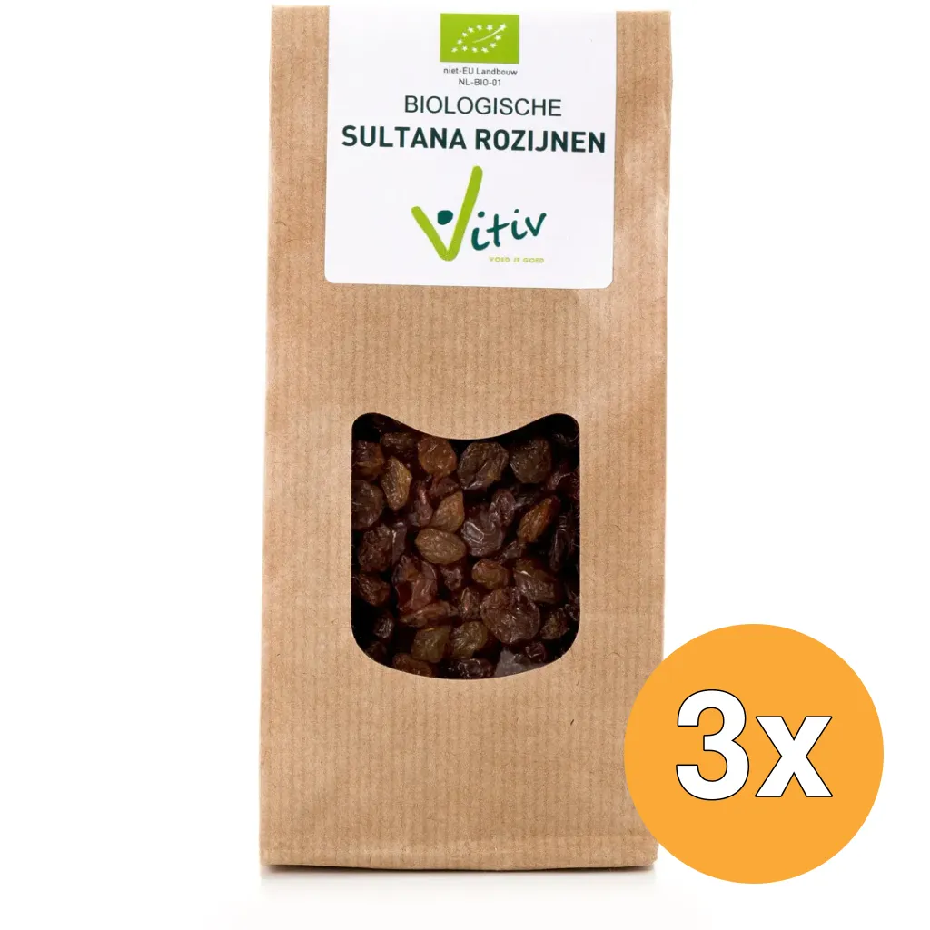3x Vitiv Sultana Rozijnen Bio (500 gr)
