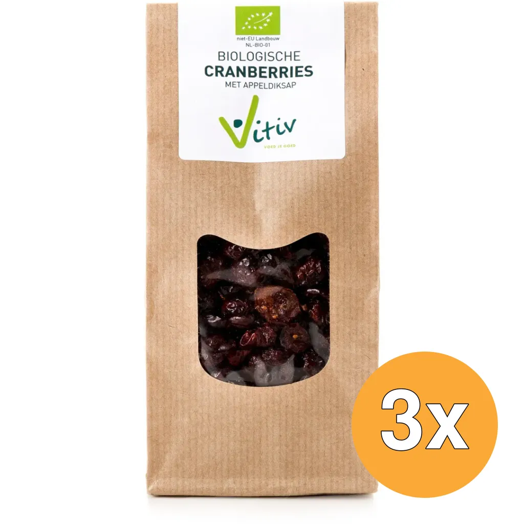 3x Vitiv Cranberries Appeldiksap Bio (500 gr)