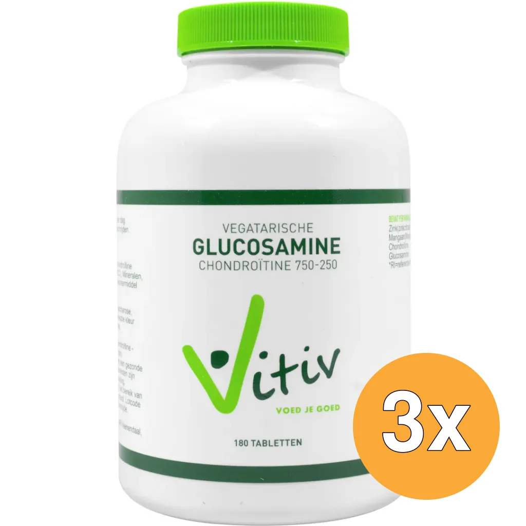 3x Vitiv Glucosamine Chondroitine Vegetarisch (180 tabletten)