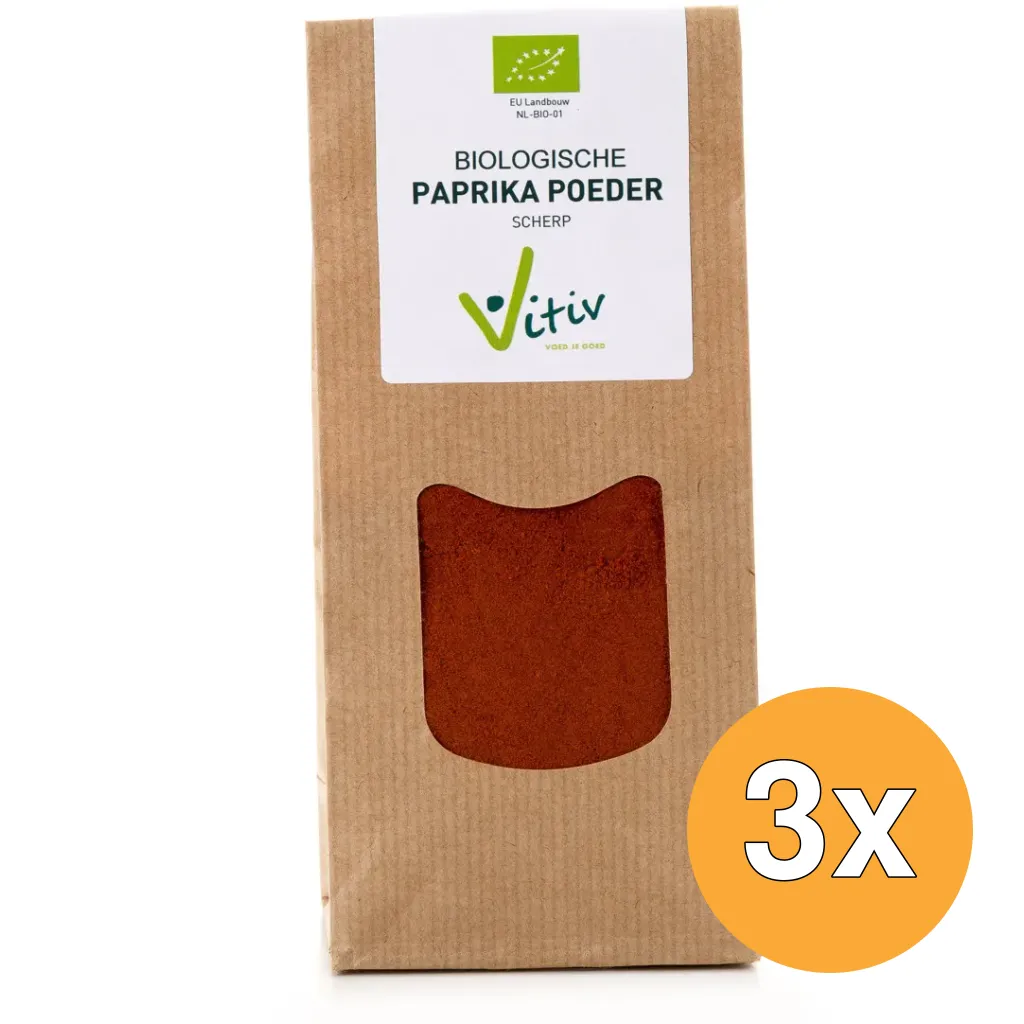 3x Vitiv Paprika Poeder Scherp Bio (50 gr)