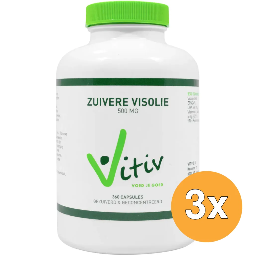 3x Vitiv Zuivere Visolie 500Mg (360 capsules)