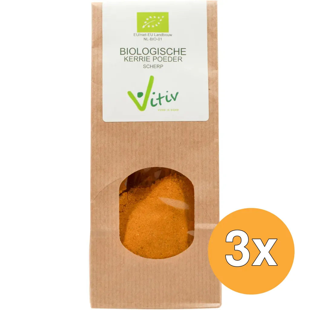 3x Vitiv Kerrie Poeder Scherp Bio (50 gr)