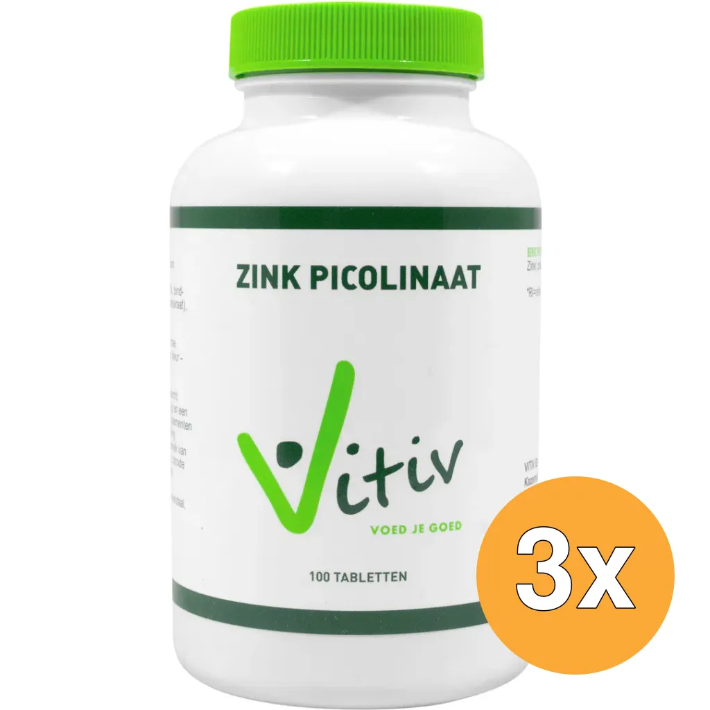 3x Vitiv Zink Picolinaat 50Mg (100 tabletten)