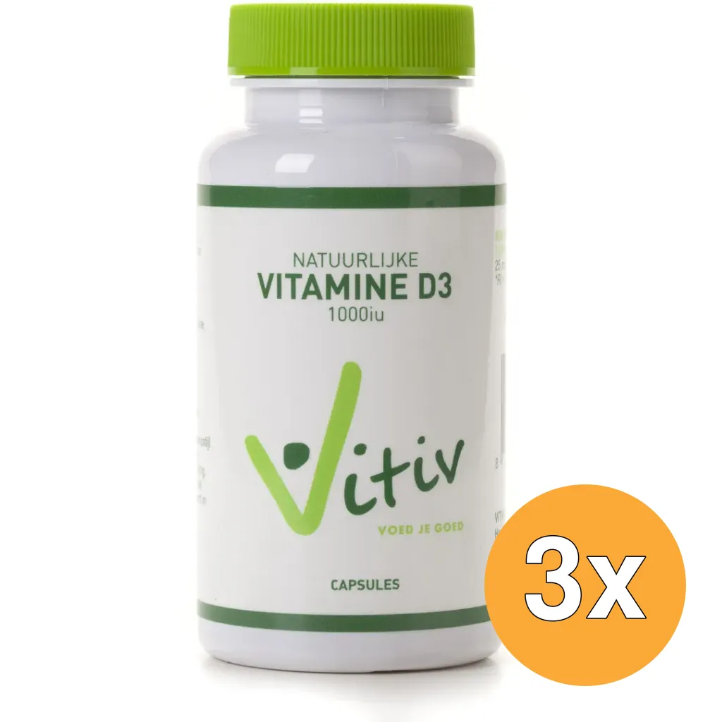 3x Vitiv Vitamine D3 1000Iu (360 capsules)