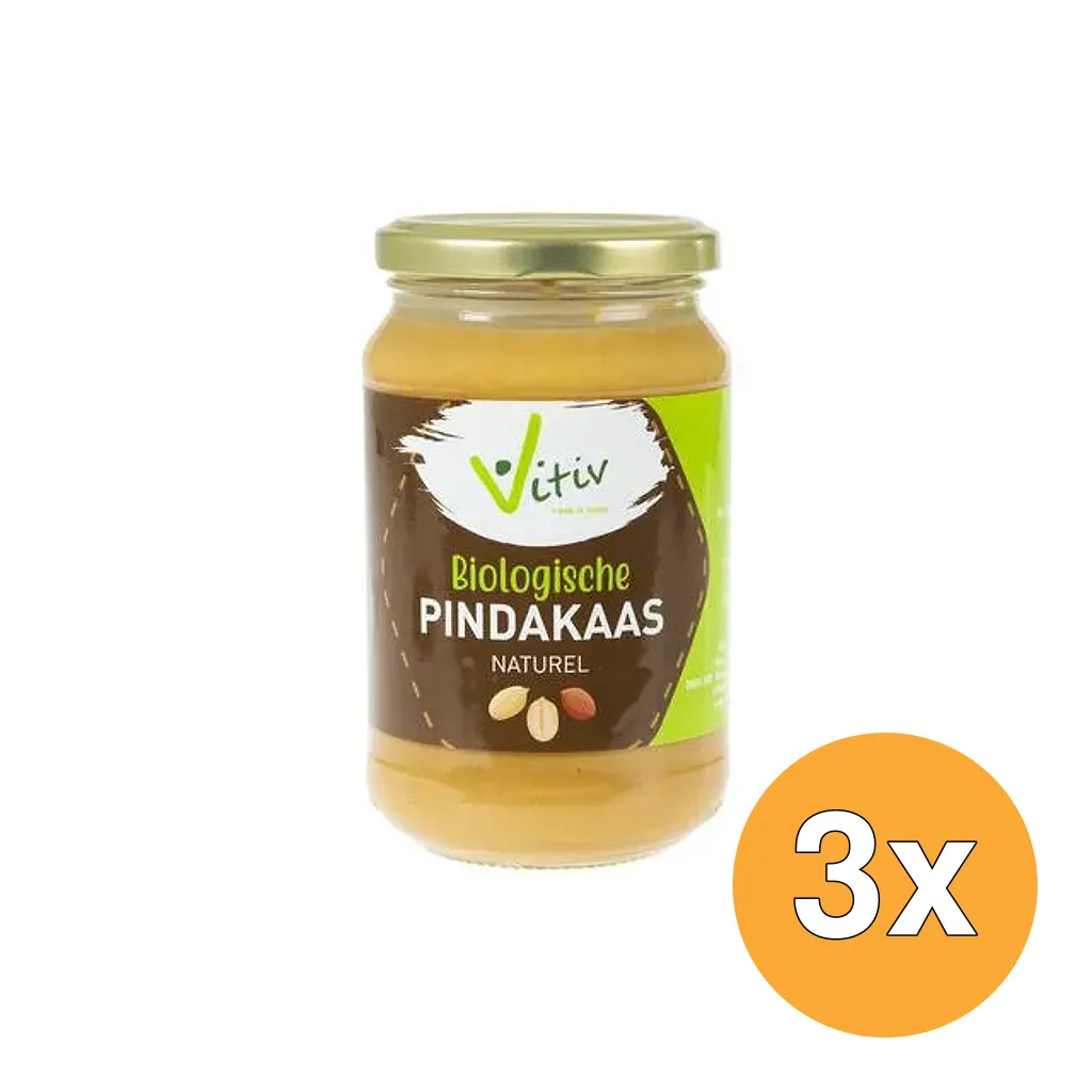 3x Vitiv Pindakaas Naturel Bio (350 gr)