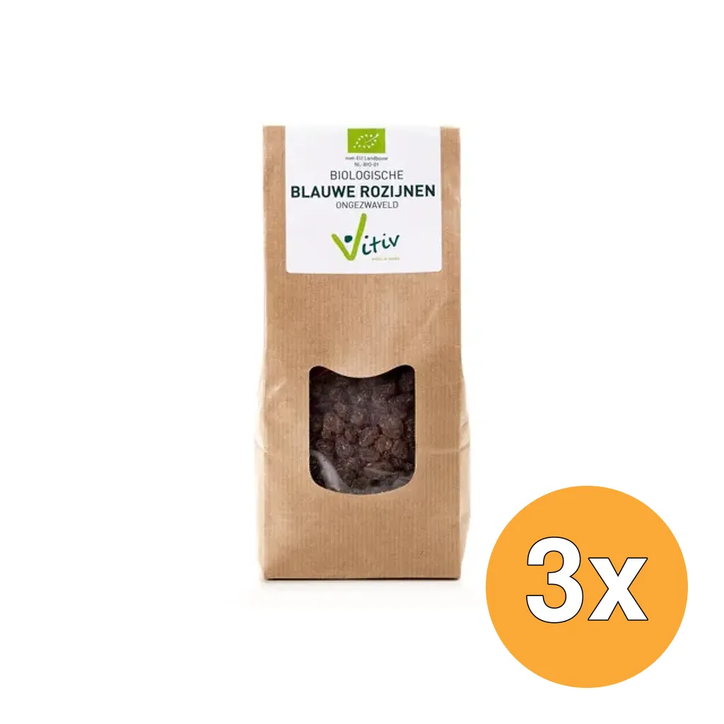 3x Vitiv Blauwe Rozijnen Klein Bio (500 gr)