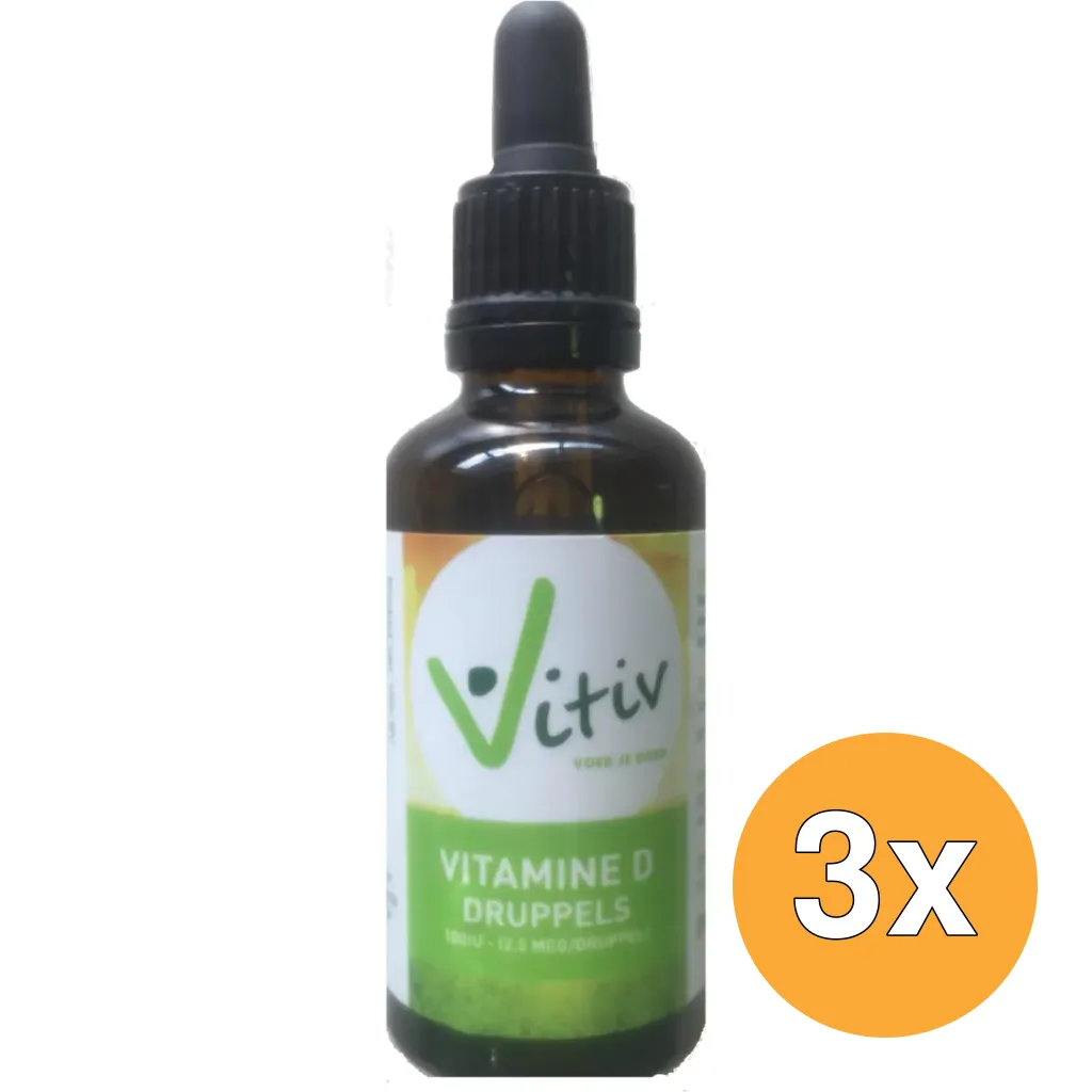 3x Vitiv Vitamine D3 Druppels 100Iu (50 ml)