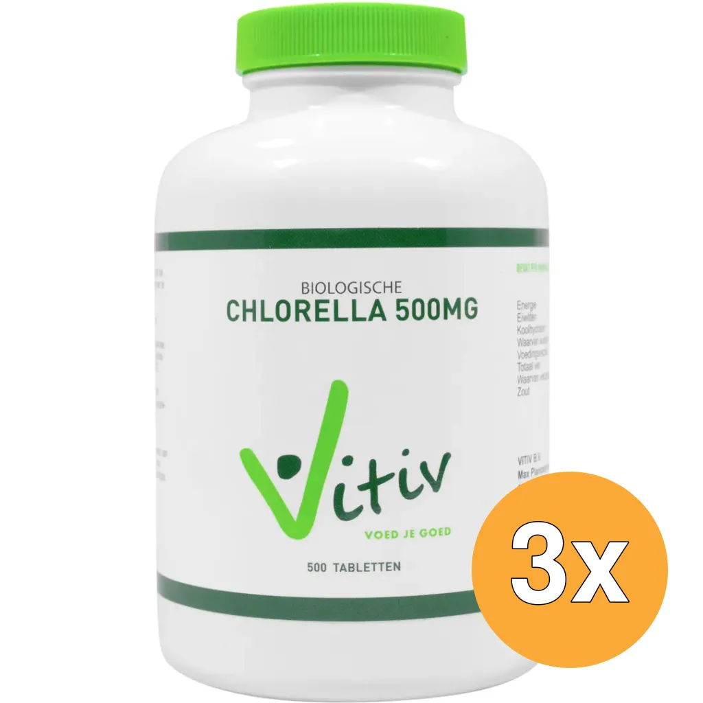 3x Vitiv Chlorella 500 Mg Bio (250 tabletten)