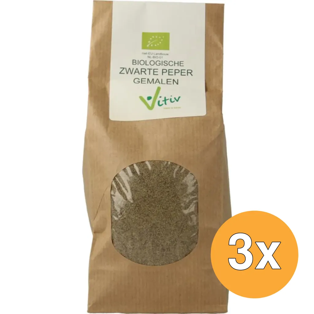 3x Vitiv Peper Gemalen Zwart Bio (250 gr)