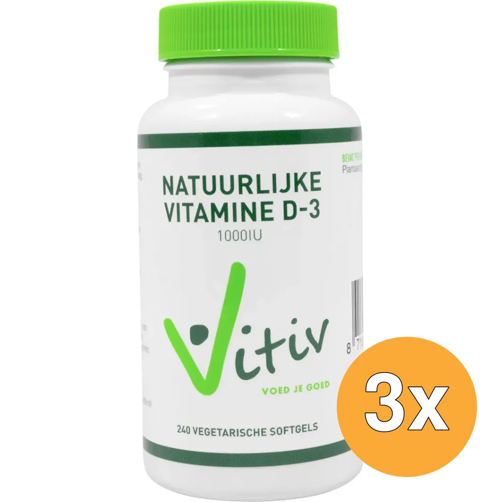 3x Vitiv Vitamine D3 1000Iu 25Mcg Vega (120 vega capsules)