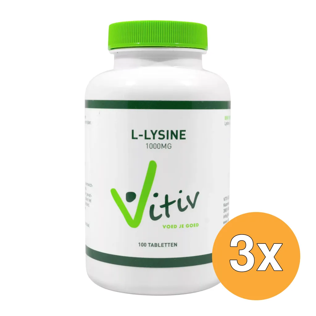 3x Vitiv L-Lysine 1000 Mg (100 tabletten)