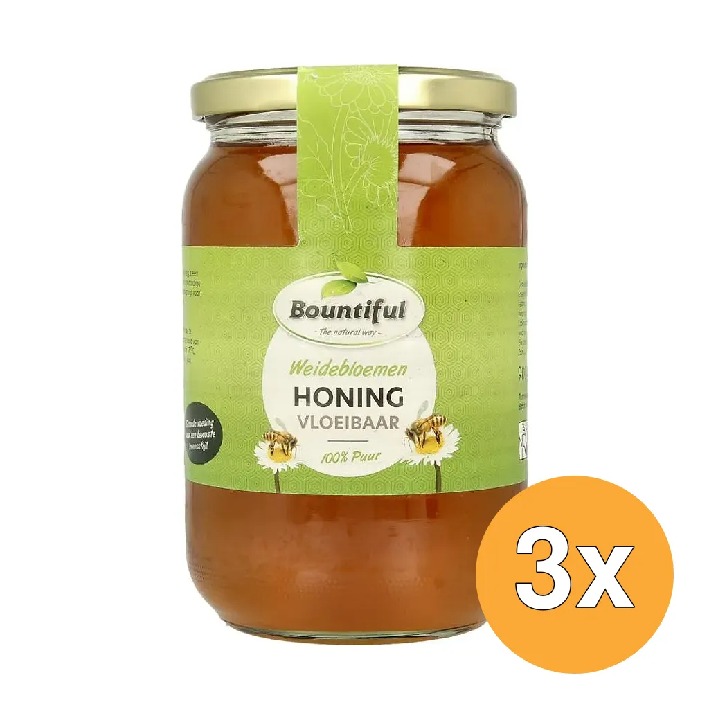 3x Bountiful Weidebloemen honing vloeibaar (900 gr)