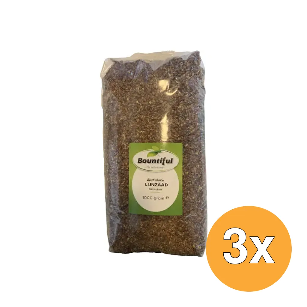 3x Bountiful Lijnzaad Gebroken Bc (1000 gr)