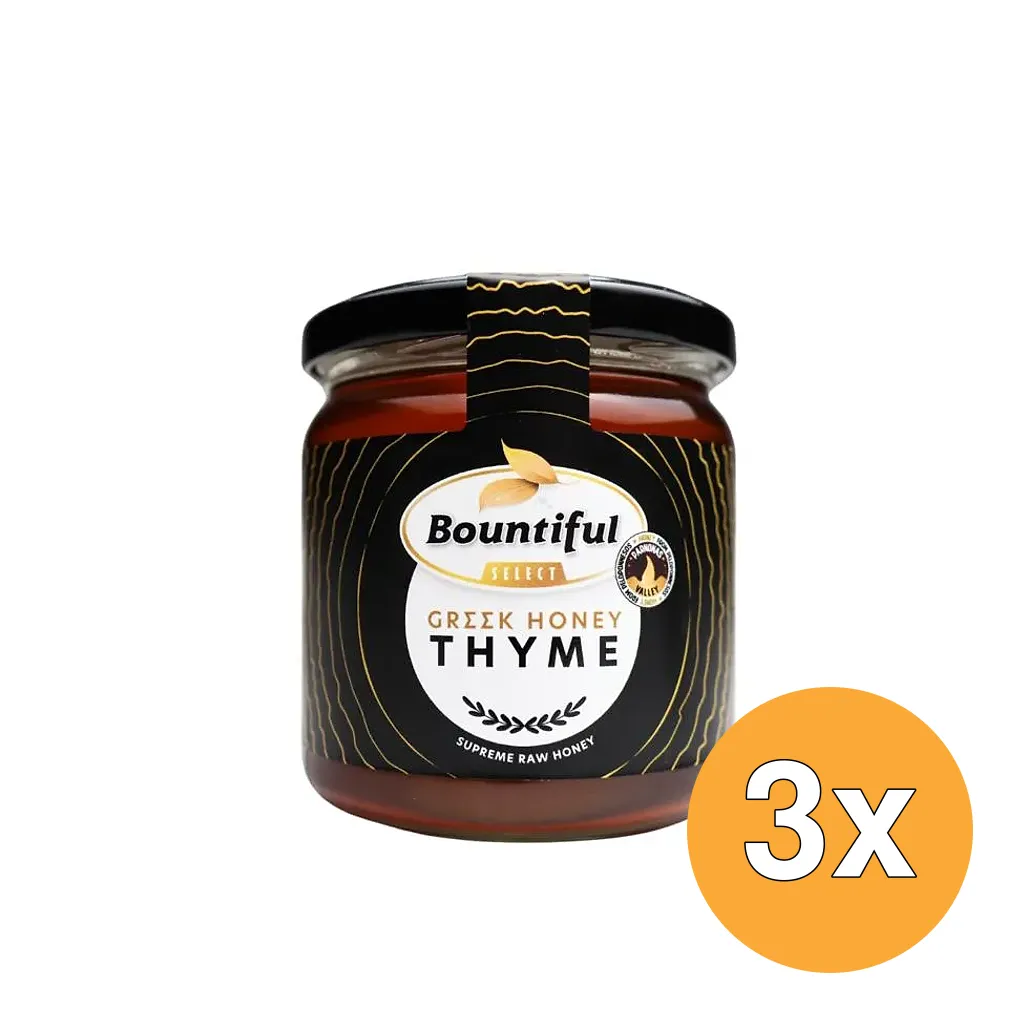 3x Bountiful Griekse Rauwe Honing Thyme/Tijm (500 gr)