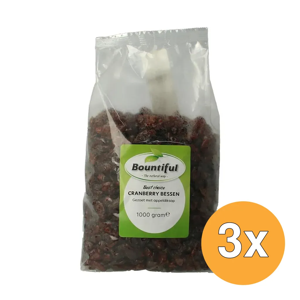 3x Bountiful Cranberries Gezoet Met Appeldiksap (1000 gr)