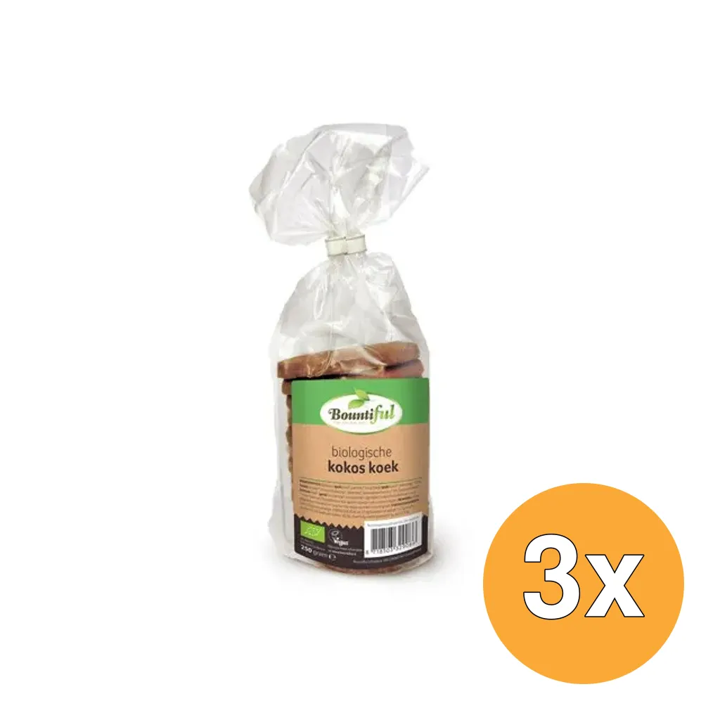 3x Bountiful Kokos koek bio (250 gr)