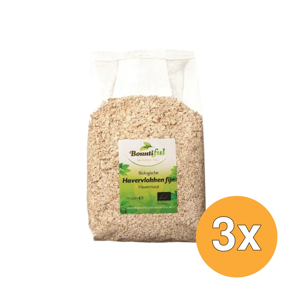 3x Bountiful Havervlokken Fijn Bio (500 gr)
