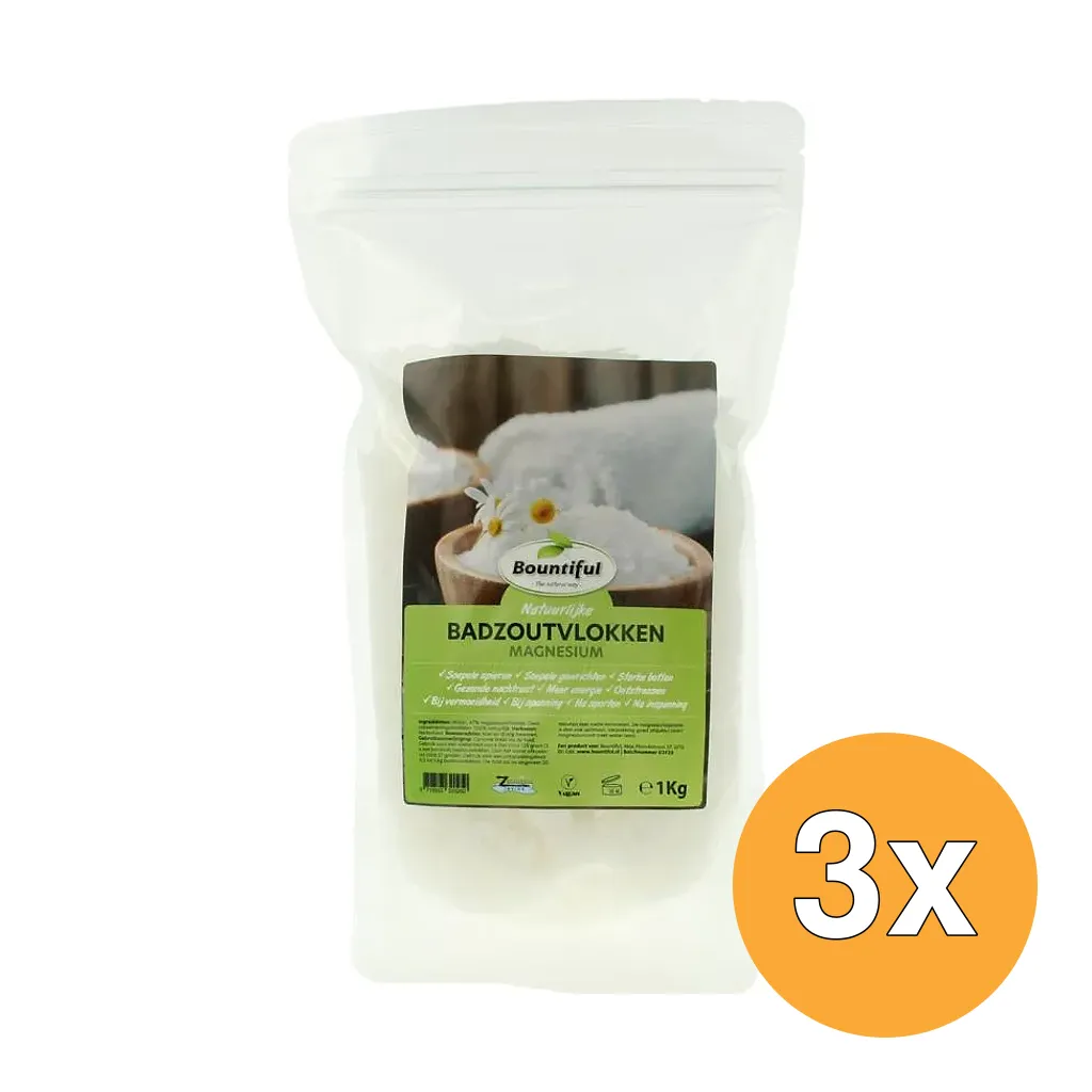 3x Bountiful Magnesium badzoutvlokken (1000 gr)