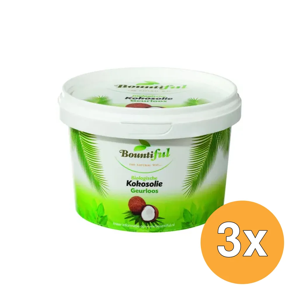 3x Bountiful Kokosolie Geurloos Bio (500 ml)