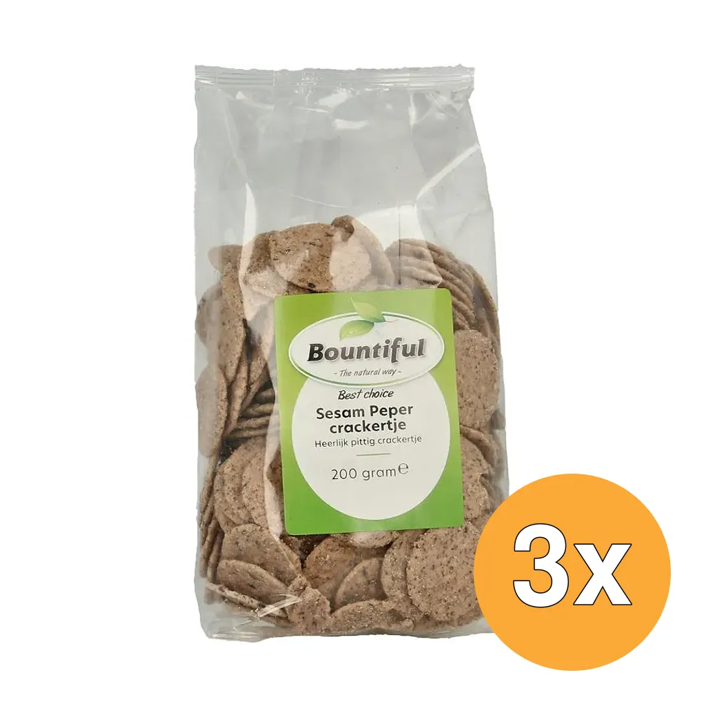 3x Bountiful Sesame Pepper Cracker (200 gr)