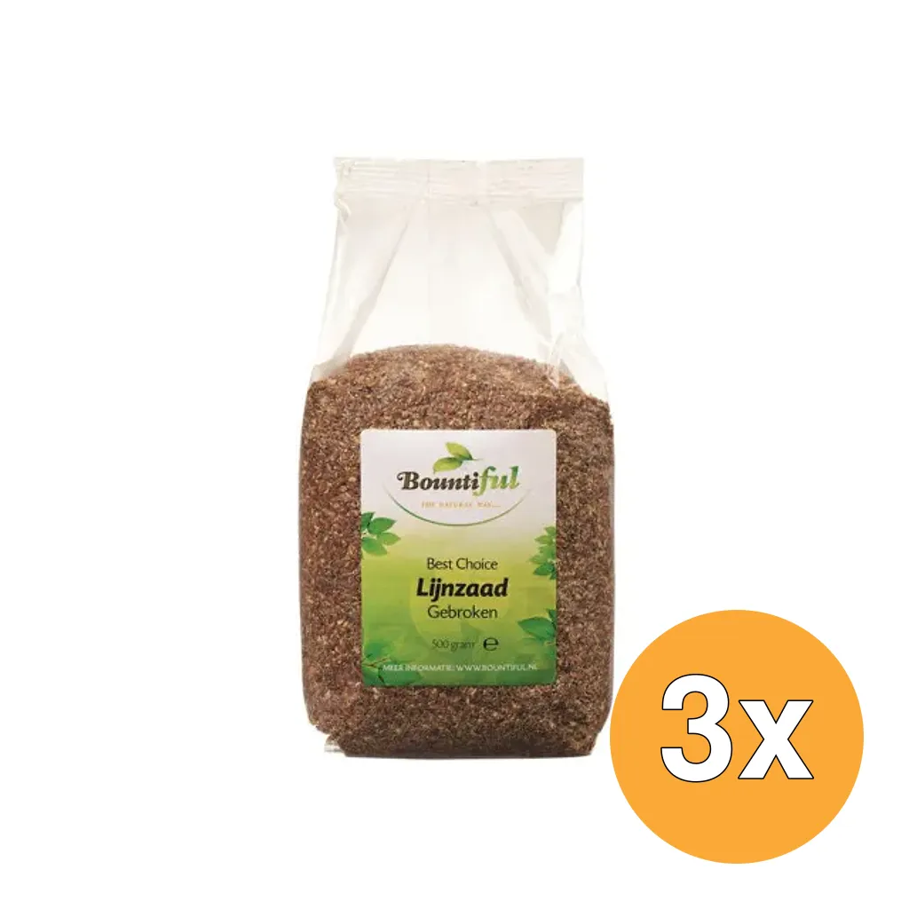 3x Bountiful Lijnzaad Gebroken (500 gr)